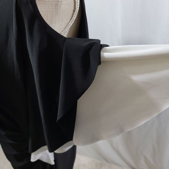 BLACK/WHITE Flattering Ruching Dress by Lauren Ralph Lauren Size 16. #250 - Picture 9 of 10